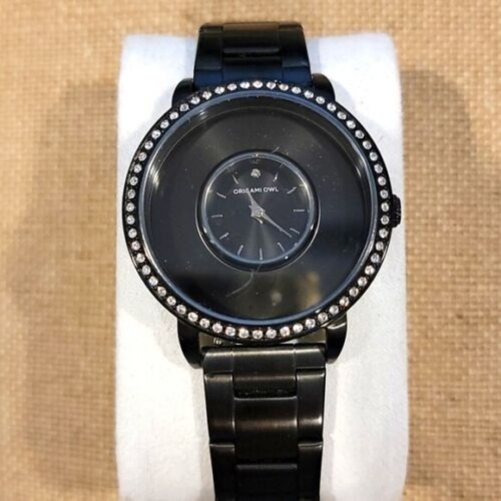 Origami Owl Locket Watches (new) Signature w/Swarovski Crystals (BLACK)